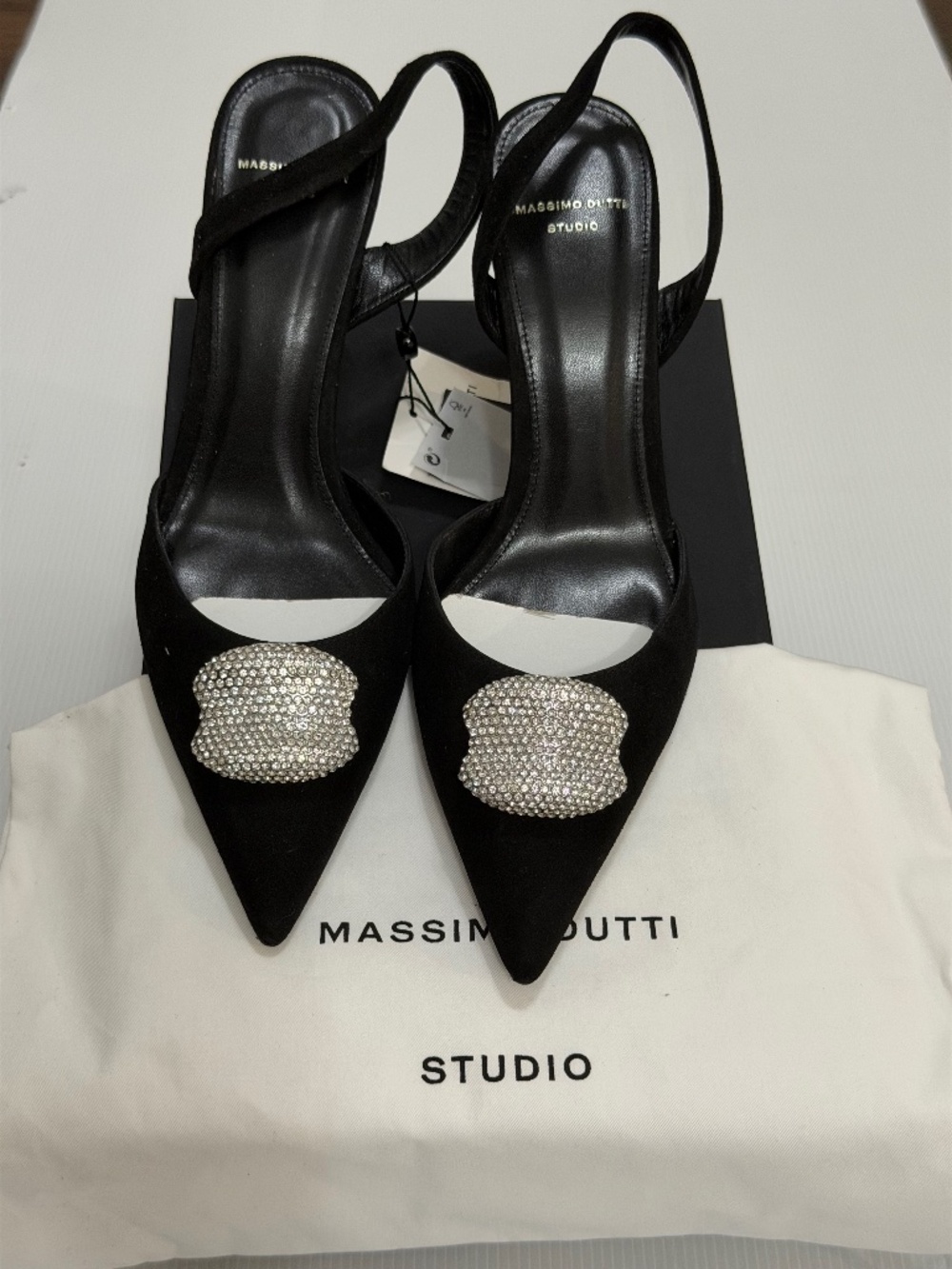 NWT Massimo Dutti Studio Rhinestone Embellished Slingback Pumps - Size 40